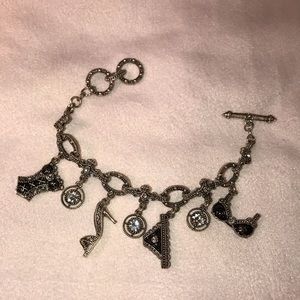 Charm Bracelet, Rhinestone and Enamel with 7 Charms